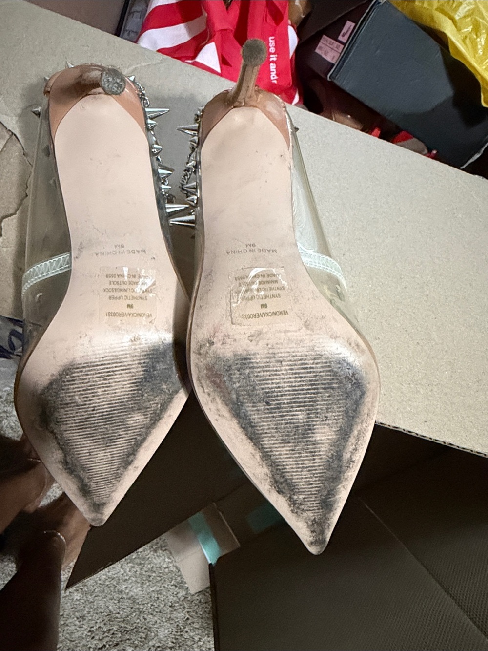Steve Madden Silver Stiletto Heels with Studded Design - Picture 2 of 4